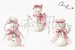 Coquette Christmas Snowman Clipart | Pink Christmas PNG Product Image 3