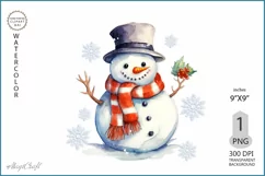 Snowmen png clipart|Cute snowmen| Watercolor Christmas png Product Image 1