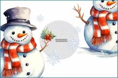 Snowmen png clipart|Cute snowmen| Watercolor Christmas png Product Image 3