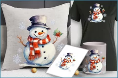 Snowmen png clipart|Cute snowmen| Watercolor Christmas png Product Image 4