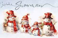 Snowman Christmas Watercolor Clipart Cute Snowman PNG Product Image 1