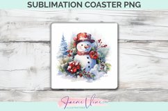 Christmas Snowman Sublimation Square Coaster Product Image 1