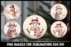 Christmas Snowman Round Ornaments I Pink Christmas Product Image 1