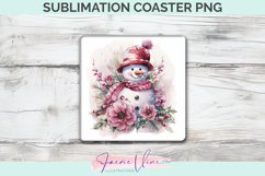 Christmas Snowman Sublimation Square Coaster Product Image 1