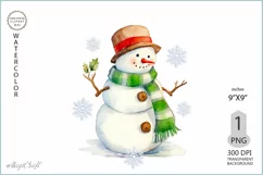 Snowmen png clipart| Watercolor Cute snowmen| Christmas png Product Image 1