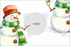 Snowmen png clipart| Watercolor Cute snowmen| Christmas png Product Image 3