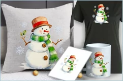 Snowmen png clipart| Watercolor Cute snowmen| Christmas png Product Image 4