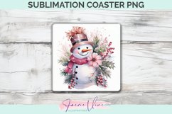 Christmas Snowman Sublimation Square Coaster Product Image 1