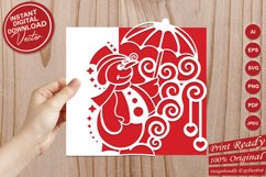 Papercut Snowman Holding Umbrella with Hanging Hearts Cover Product Image 3