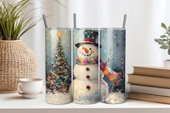 Snowman and Christmas Tree 20oz Tumbler Sublimation PNG Product Image 1