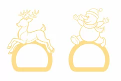 Snowman and Reindeer Towel, Napkin Holder Laser Cut Template Product Image 2