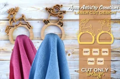 Snowman and Reindeer Towel, Napkin Holder Laser Cut Template Product Image 1