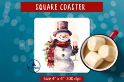 Snowman and wine Christmas Square coaster 