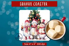 Snowman and wine square coasters  Square christmas coasters