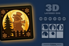 Snowman and Winter Forest Layered Papercut Product Image 3