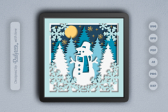 Snowman at Winter Forest Night Layered Papercut Product Image 3