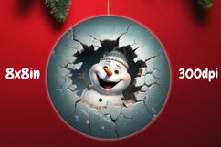 Break Through Snowman Christmas Ornament Sublimation Png 2 Product Image 1