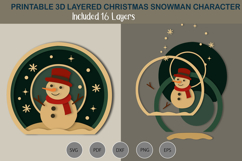 3D Layered Snowman SVG Product Image 1