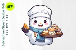 Snowman Chef with Freshly Baked Cookies Clipart Product Image 1
