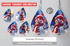 Earring teardrop sublimation design Snowman Christmas Product Image 1