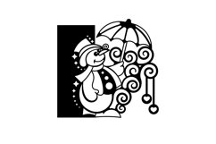 Papercut Snowman Holding Umbrella with Hanging Hearts Cover Product Image 2