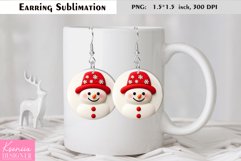 3d Smiling Little Snowman| Round Cartoon Earring Sublimation Product Image 1