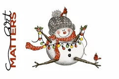 Snowman Christmas Lights Scarf - 300 DPI - Hand Painted Product Image 2