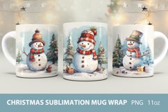 Christmas sublimation mug wrap, snowman mug wrap Product Image 1
