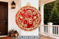 Snowman Christmas Ornament Laser Cut SVG Product Image 1