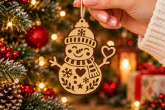 Snowman Christmas Ornament SVG, Laser Cut Glowforge File Product Image 1