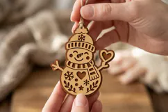 Snowman Christmas Ornament SVG, Laser Cut Glowforge File Product Image 2