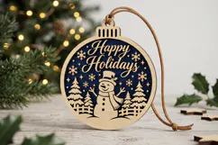 Snowman Christmas Ornament SVG, Laser Cut Glowforge File SVG Product Image 1