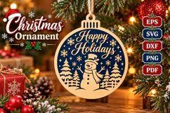 Snowman Christmas Ornament SVG, Laser Cut Glowforge File SVG Product Image 2