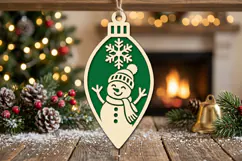Snowman Christmas Ornament SVG, Laser Cut Holiday Bauble Product Image 2