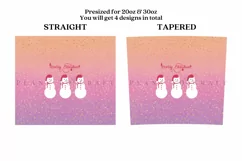 snowman christmas skinny tumbler sublimation wrap with high resolution 300 DPI and transparant background perfect for 20oz and 30oz skinny tumbler