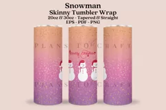 snowman christmas skinny tumbler sublimation wrap with high resolution 300 DPI and transparant background perfect for 20oz and 30oz skinny tumbler