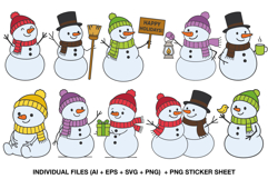 cute snowman clipart bundle for christmas crafting