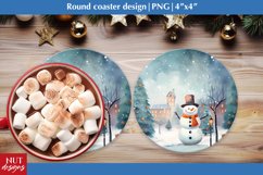 Winter coaster, Round Christmas coaster with Snowman PNG Product Image 1