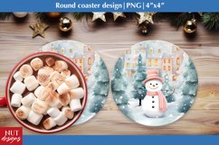 Winter Snowman coaster, Christmas coaster with Snowman PNG Product Image 1