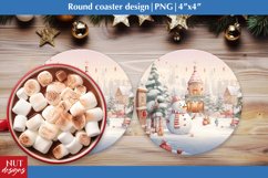 Snowman coaster, Festive Round Christmas coaster PNG Product Image 1