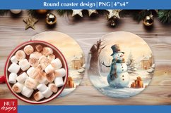 Christmas coaster Snowman PNG, Snowman coaster sublimation Product Image 1