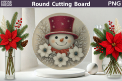 Snowman Floral Kitchen | Christmas Round Cutting Board Product Image 1