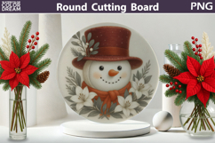 Snowman Floral Kitchen | Christmas Round Cutting Board Product Image 1