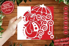 Papercut Snowman Holding Umbrella with Hanging Hearts Cover Product Image 4