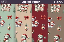Christmas Snowman Digital Paper | Christmas Seamless Patter Product Image 1