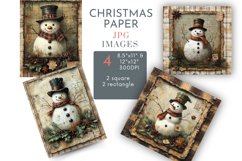 Christmas Snowman Scrapbook Square Paper Junk Journal Product Image 1