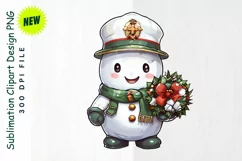 Snowman Dressed as Toy Soldier with Wreath Clipart Product Image 1