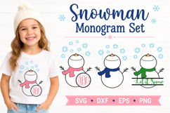 Christmas Snowman Monogram SVG Bundle, Snowman Face Frame Product Image 1