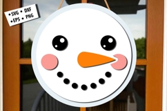 Snowman Face Christmas Round Door Hanger SVG Laser File Product Image 1