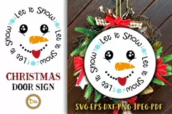 Christmas Door Sign SVG- Snowman Face -Let it Snow Door Sign Product Image 1